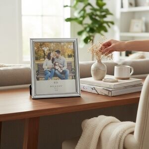 Beekman Home Silver Beaded 8x10 Picture Frame Tabletop Wall Mount New No Box